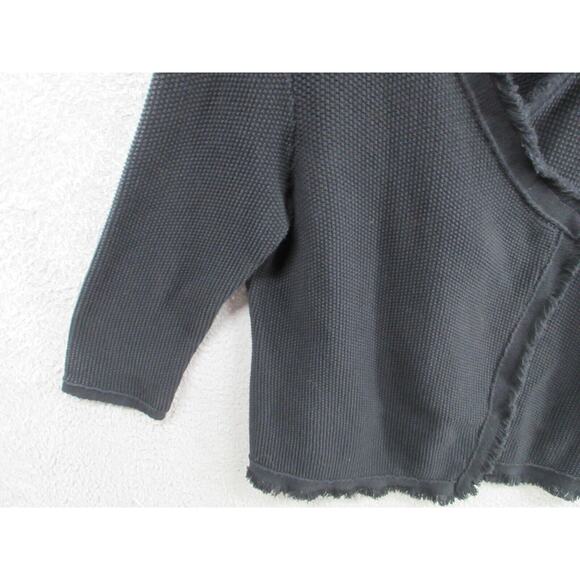 EILEEN FISHER Organic Cotton Silk Blend Open Front Cardigan Women's Small Frayed - Picture 5 of 14